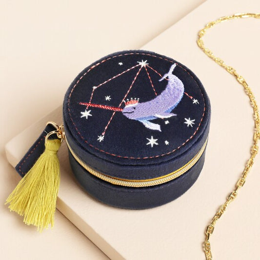 Narwhal Velvet Jewellery Case