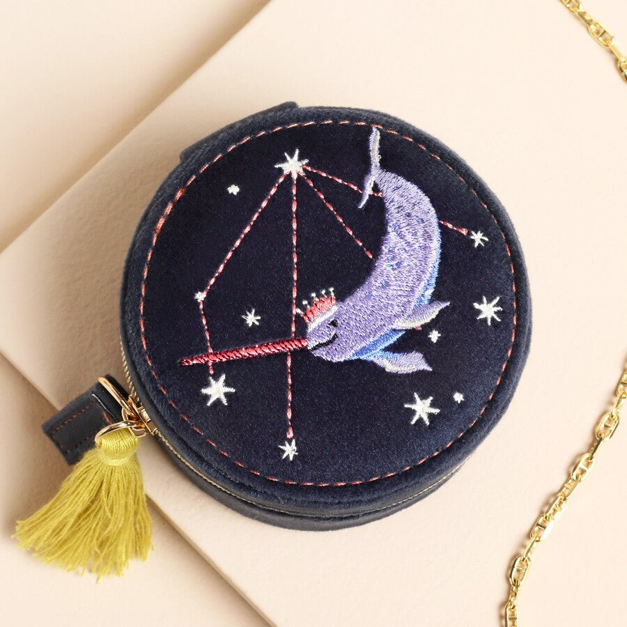 Narwhal Velvet Jewellery Case