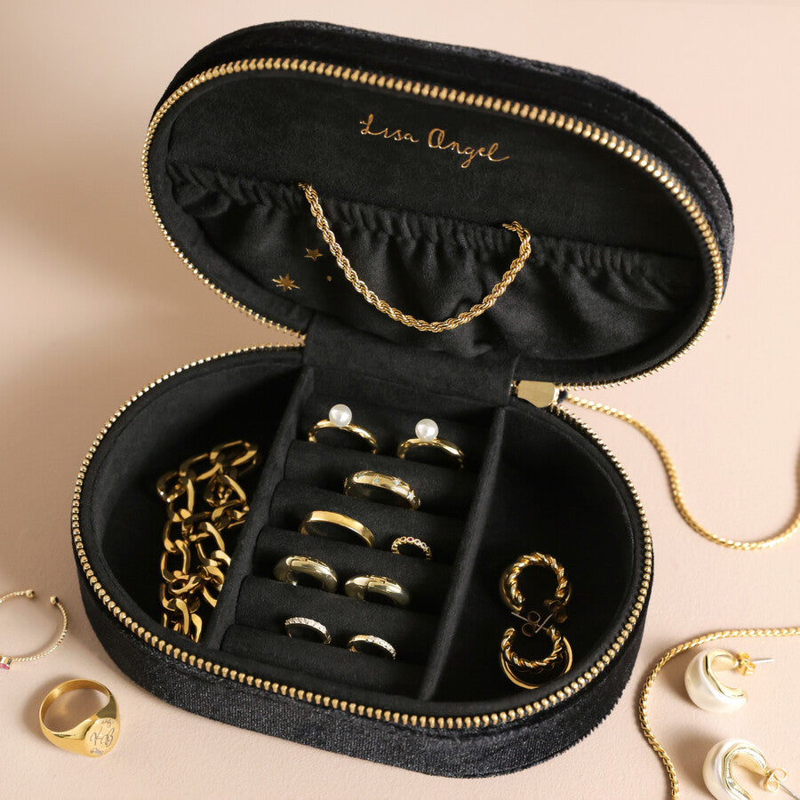 Black Starry Night Velvet Jewellery Case